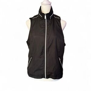 Bebe Sport Black Mesh Detail Full Zip Vest Large